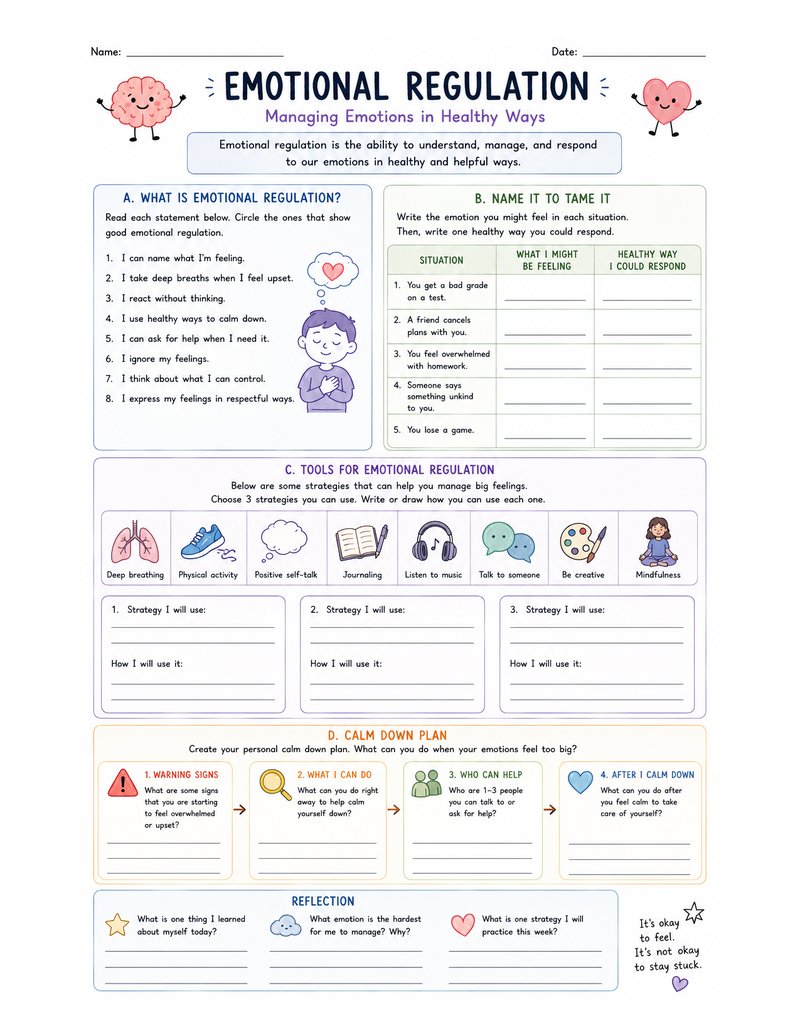 Emotional Regulation — Managing Emotions in Healthy Ways